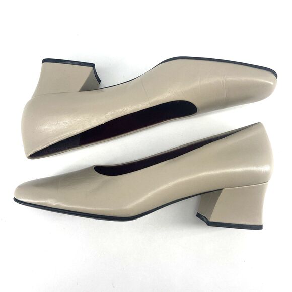Naturalizer Leather Heel 10N Nude Block Heel Square Toe Non Slip Sole Comfort - Picture 4 of 8